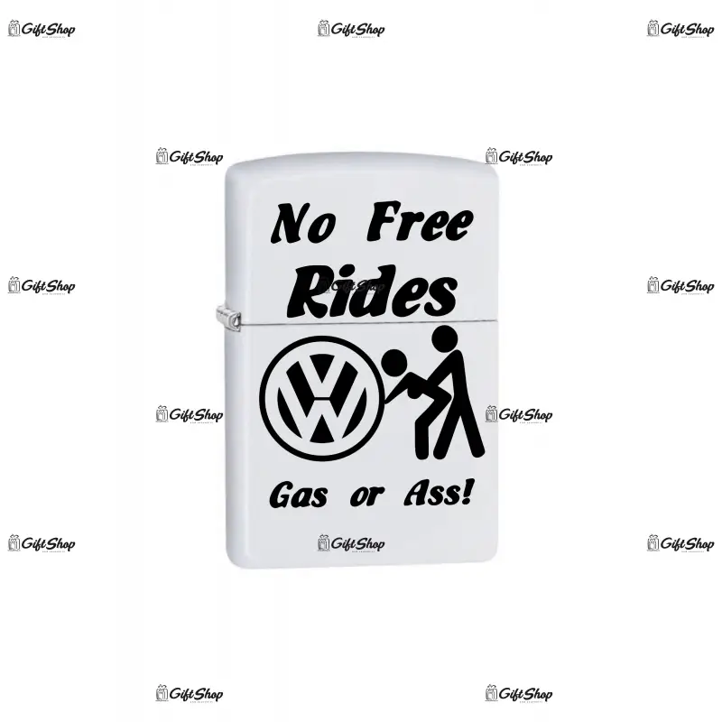 No free rides volkswagen, bricheta metalica gravata laser cu mesaj
